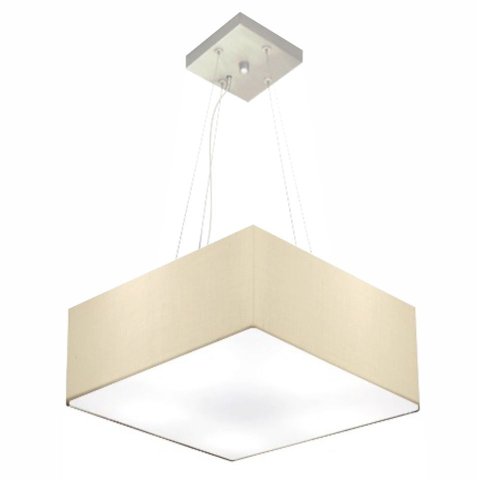Lustre Pendente Quadrado Vivare Md-4194 Cúpula em Tecido 12/40x40cm - Bivolt - Algodão Crú - Bivolt