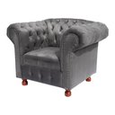 Ver imagem 1 de Poltrona Luiz XV Chesterfield Capitone Suede Cinza Camurca
