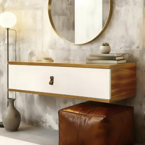 Penteadeira Suspensa 90cm 1 Gaveta Quarto Lila Cinamomo/branco Z49 - Mpozenato