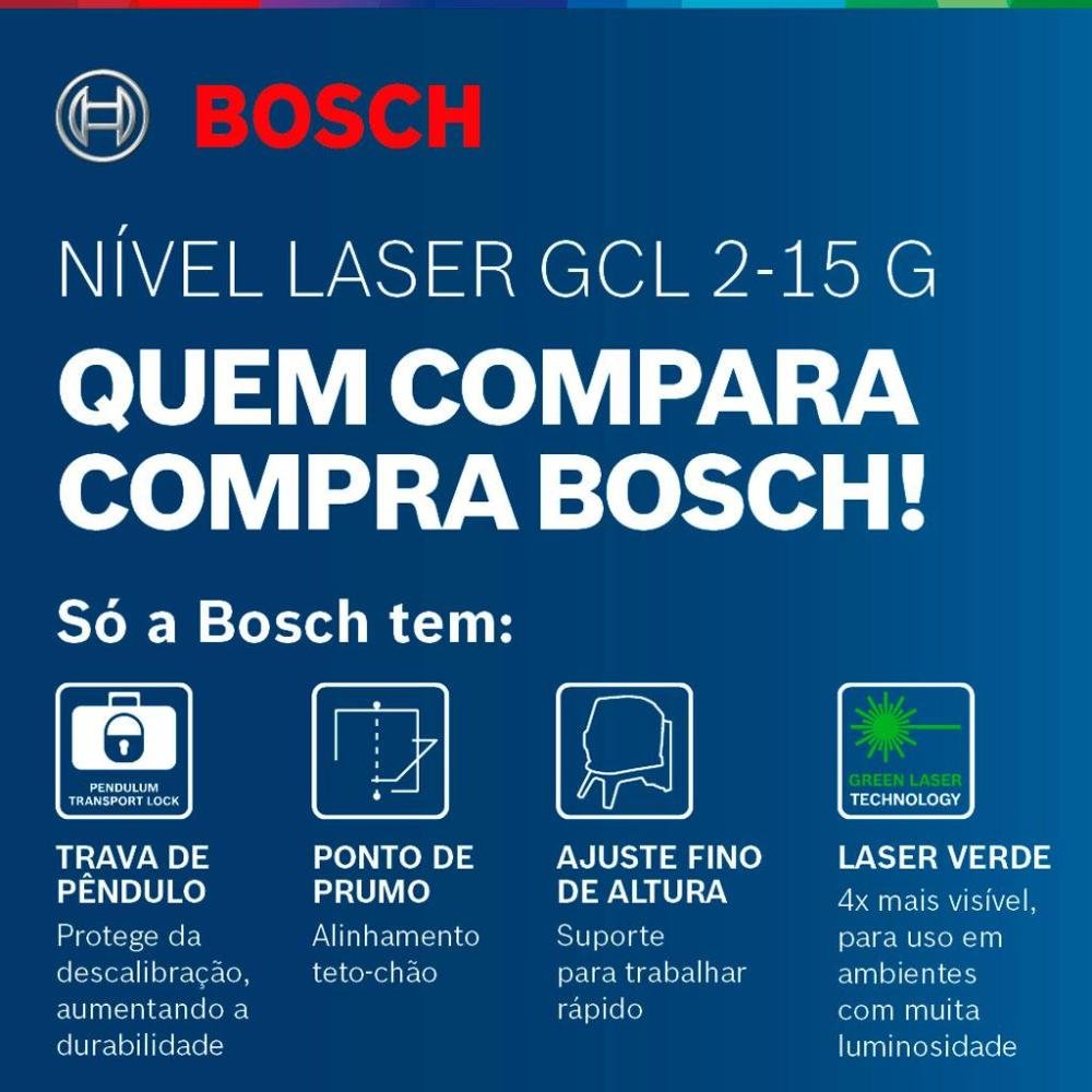 Nível Laser Verde Bosch Gcl 2-15 G 15m com Pontos de Prumo - 8