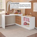 Ver mais imagens de Penteadeira em L com 3 Gavetas e 2 Nichos Flex Multimóveis Crrui-CMO003 Branco/Madeirado