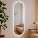 Ver imagem 1 de Espelho Orgânico Pílula com Led Quente Corpo Inteiro 150x50cm Banheiro Sala Quarto