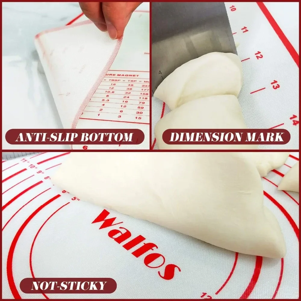 Conjunto de Rolo de Massa Walfos, Conjunto de Esteira de Silicone para Melhor Torta, Biscoito, Massa - 4