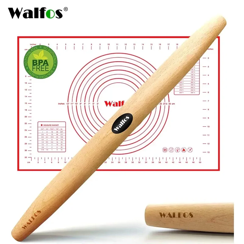 Conjunto de Rolo de Massa Walfos, Conjunto de Esteira de Silicone para Melhor Torta, Biscoito, Massa - 2