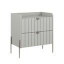Ver imagem 4 de Mesa de Cabeceira Industrial Off White Moriah 60cm Puxadores Slim e Pes de Ferro Champagne