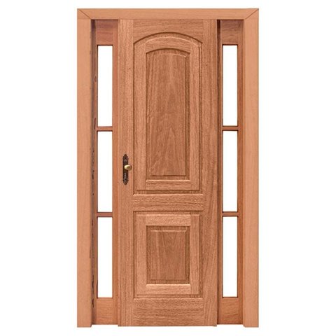 Kit Porta de Madeira Maciça PE21 Batente Duplo de Cedro Arana Esel - 2.13(A)X1.36(L)-Lado Direito
