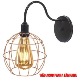 2 Luminárias Arandela de Parede Aramada Globo Cobre Rose Gold Industrial Retro Preto Agp Ilumini - 3 2 Luminárias Arandela de Parede Aramada Globo Cobre Rose Gold Industrial Retro Preto Agp Ilumini - 3