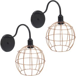 2 Luminárias Arandela de Parede Aramada Globo Cobre Rose Gold Industrial Retro Preto Agp Ilumini - 1 2 Luminárias Arandela de Parede Aramada Globo Cobre Rose Gold Industrial Retro Preto Agp Ilumini - 1