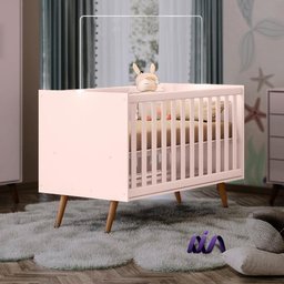 Berço Mini Cama Qencanto Retrô Qmovi Rosa - 1