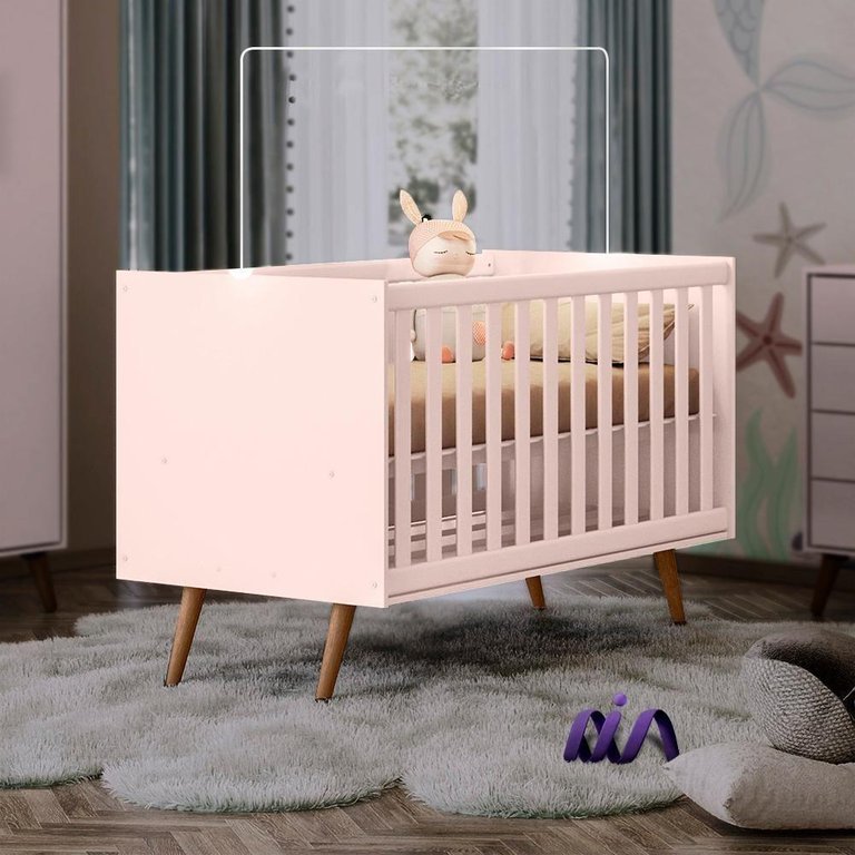 Berço Mini Cama Qencanto Retrô Qmovi Rosa Berço Mini Cama Qencanto Retrô Qmovi Rosa