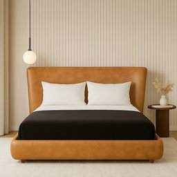 Cama Japonesa com Cabeceira Corea Seo Queen Courino Caramelo - Sallar Home - 1