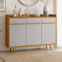 Ver imagem 4 de Aparador Buffet para Sala de Jantar 3 Portas 135cm Pés Palito Moscou B02 Naturalle Off White - Lyam