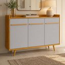 Ver imagem 1 de Aparador Buffet para Sala de Jantar 3 Portas 135cm Pés Palito Moscou B02 Naturalle Off White - Lyam