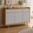 Ver imagem 3 de Aparador Buffet para Sala de Jantar 3 Portas 135cm Pés Palito Moscou B02 Naturalle Off White - Lyam