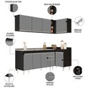 Ver imagem 3 de Armário de Cozinha Modulado de Canto Esquerdo 4 Peças Cp51 com Pia Inox Preto/cinza - Lumil Lumil Mó