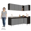 Ver imagem 5 de Armário de Cozinha Modulado de Canto Esquerdo 4 Peças Cp51 com Pia Inox Preto/cinza - Lumil Lumil Mó
