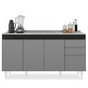 Ver imagem 7 de Armário de Cozinha Modulado de Canto Esquerdo 4 Peças Cp51 com Pia Inox Preto/cinza - Lumil Lumil Mó