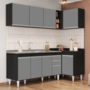 Ver imagem 2 de Armário de Cozinha Modulado de Canto Esquerdo 4 Peças Cp51 com Pia Inox Preto/cinza - Lumil Lumil Mó