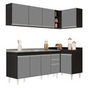 Ver imagem 1 de Armário de Cozinha Modulado de Canto Esquerdo 4 Peças Cp51 com Pia Inox Preto/cinza - Lumil Lumil Mó