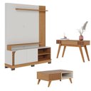 Ver imagem 1 de Estante Home Theater Jurerê 1.5 Off White Matte Freijó com Mesa de Centro Jeri Freijó Off White e