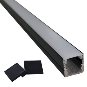 Perfil de Led Sobrepor Preto 1 Metro