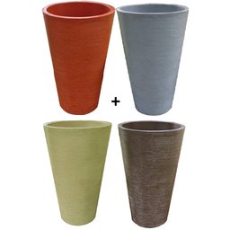 Kit 4 Vaso Planta 75x50 Redondo Cônico Polietileno BGPLASTICOS V375K4 CINZA CIMENTO 004 - 1