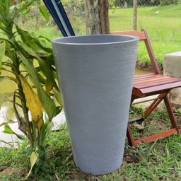 Kit 4 Vaso Planta 75x50 Redondo Cônico Polietileno BGPLASTICOS V375K4 CINZA CIMENTO 004 - 5