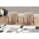 Ver imagem 4 de Conjunto - 2 Puffs Banqueta Thor Luxo Castellar Móbile Linho Bege