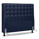 Ver imagem 1 de Cabeceira Cama Box Casal King Size Ciara 195cm Botonê com Frame Veludo Azul Marinho - Abmaza