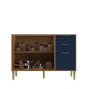 Ver imagem 3 de Balcão de Cozinha 2 Portas 3 Gavetas Domus Espresso Móveis Azul/Nogal/Royal