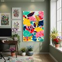 Ver imagem 1 de Quadro Decorativo Estampa Flor Vibrante 70x50cm Mold Branca