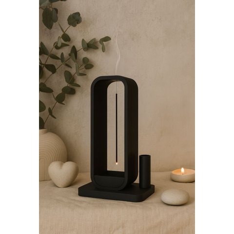 Porta Incenso Aura com Suporte para Varetas Cor Preto Miira Studio