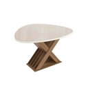 Ver imagem 1 de Mesa de Sala Jantar Graviola C/tampo Madeirado C/ Vidro 105x135cm Nogueira/off White/vidro Off White