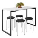 Ver imagem 1 de Mesa de Cozinha Bistrô Porto Branco 120cm com 4 Banquetas Industriais Maviê Preto/Branco - Mpozenato