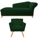 Ver imagem 1 de Kit Diva Recamier Vanessa 185cm Lado Esquerdo e 01 Poltrona Laura Suede Doce Sonho Móveis Verde
