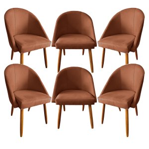 Conjunto 06 Cadeiras Meia Lua Estofadas para Sala Jantar Visammer - Terracota