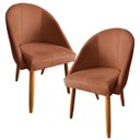 Ver imagem 2 de Conjunto 06 Cadeiras Meia Lua Estofadas para Sala Jantar Visammer - Terracota