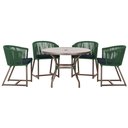 Ver imagem 1 de Mesa com 4 Cadeiras de Jantar Roma 100cm e Noronha em Aluminío Marrom Corda Nautica Estofado 12 Tram