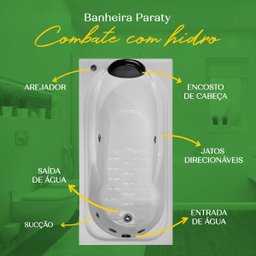 Banheira Retangular Paraty Combate com Hidro em Acrílico - 1.60x0.80x0.40 - 220v - 5