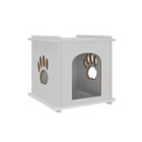 Ver imagem 1 de Mesinha de Cabeceira C/ Espaço Pet Cama Casinha Gato Cachorro Patinha Caminha:branco