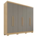 Ver imagem 3 de Guarda-Roupa Casal 6 Portas 2 Gavetas com Pés França Cinza/Jequitibá/Granizo