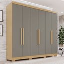 Ver imagem 1 de Guarda-Roupa Casal 6 Portas 2 Gavetas com Pés França Cinza/Jequitibá/Granizo