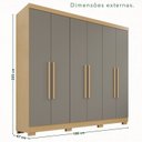 Ver imagem 4 de Guarda-Roupa Casal 6 Portas 2 Gavetas com Pés França Cinza/Jequitibá/Granizo