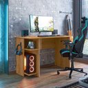 Ver imagem 3 de Mesa para Computador Retangular Casa da Riviera Gamer 2 Prateleiras Moderno MDP 114cm Marrom