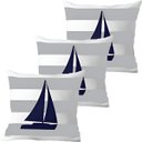 Ver imagem 1 de Kit 3 Capas de Almofadas Barco À Vela Navegação Marítima