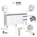 Ver imagem 5 de Gabinete de Cozinha para Pia 200 em Aço Gaia 3 Portas Branco - Cozimax