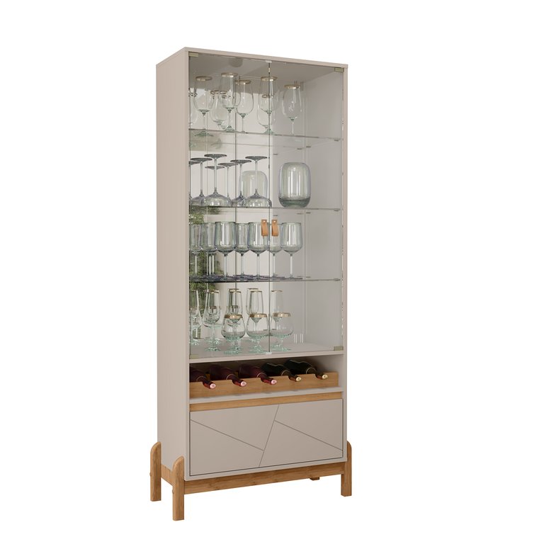 Cristaleira Bari Off White com Cedro - Móveis Casa D Cristaleira Bari Off White com Cedro - Móveis Casa D