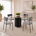 Ver imagem 5 de Kit 4 Cadeiras Sala de Jantar Lisa Pés Preto Linho/PU Cinza/Preto m² - Monari Design