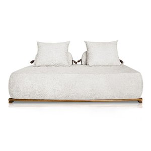 Sofá Agius 3 Lugares 2,20 Linho Boucle Off White - Lucadi Home