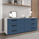 Ver imagem 1 de Cômoda Lisboa com 6 Gavetas 150x63cm Branco/Azul 240839